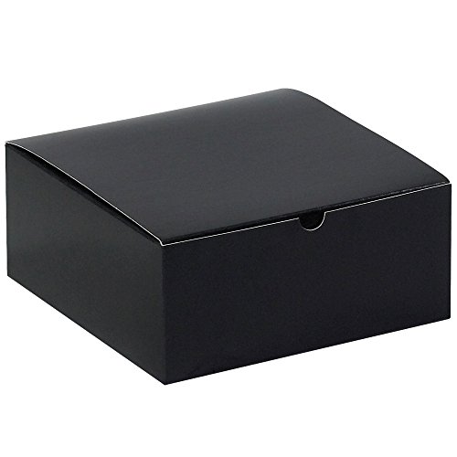קופסות מתנה, 8 איקס 8 איקס 3 1/2, מבריק שחור, 100 / מקרה