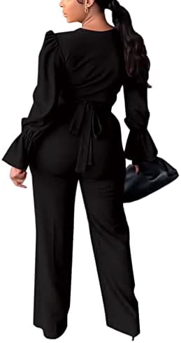 תלבושות של 2 חתיכות של נשים רוסקיות עוטפות צוואר V צוואר שרוול ארוך עליון עם ערכות מכנסיים