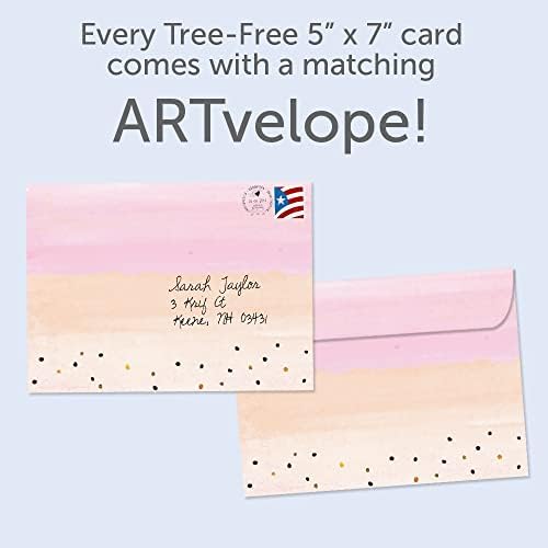 ברכות ללא עצים כרטיסי הערכת מורה - עיצובים אומנותיים - 2 קלפים + מעטפות תואמות - תוצרת ארהב - נייר ממוחזר