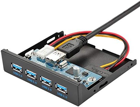 לוח קדמי של SUKVAS USB 3.0 3.5 אינץ '4 -יציאה לרכזת USB עם מחבר חשמל של 15 סיכה למחשב, כונני