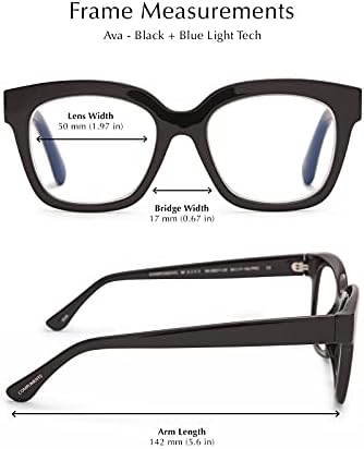 הבדל קריאת משקפיים כחול אור חסימה, קל משקל גדול קוראי אווה מחמאות משקפי לנשים, שחור צבעים