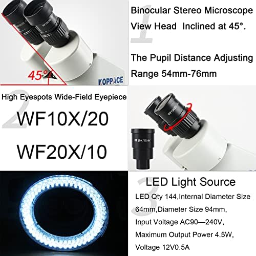 מיקרוסקופ סטריאו משקפת 3.5 פי 180 עם 144 אורות טבעת לד מיקרוסקופ בדיקה תעשייתית לתיקון טלפון נייד
