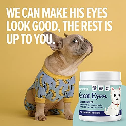 חיות מחמד נהדרות-עיניים נהדרות - מסיר כתמי דמעות בטוח ועדין לכלבים-מגבוני עיניים טבעיים לכלבים-תוצרת ארצות
