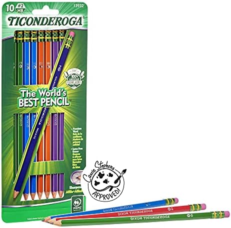 עפרונות טיקונדרוגה, גרפיט עם מעטפת עץ, 2 חביות צבעוניות רכות, מושחזות מראש, מגוון, עופרת שחורה, 10 חבילות