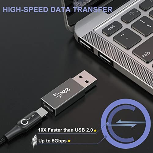 BaseSailor USB C נקבה ל- USB 3.0 מתאם זכר 2 מארז, 5GBPS GEN 1 סוג A CONTER CABLE למטען Magsafe, iPhone 11