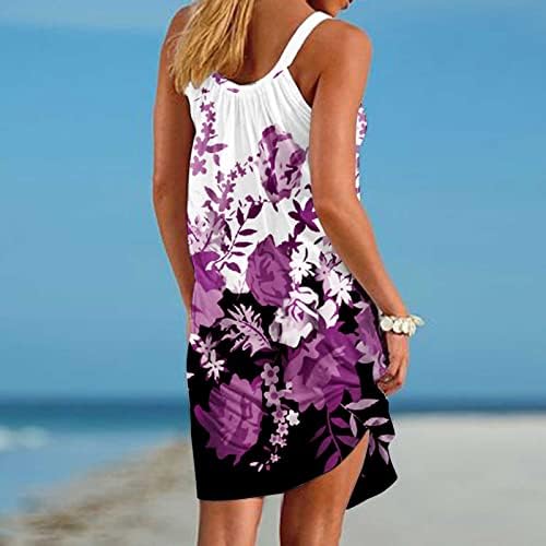 WPOUMV שמלות קיץ לנשים צוואר צוואר ללא שרוולים מזדמנים שמלת הדפסת פרחים שמלת מיכל חוף שמלת מיני רכה נוחה