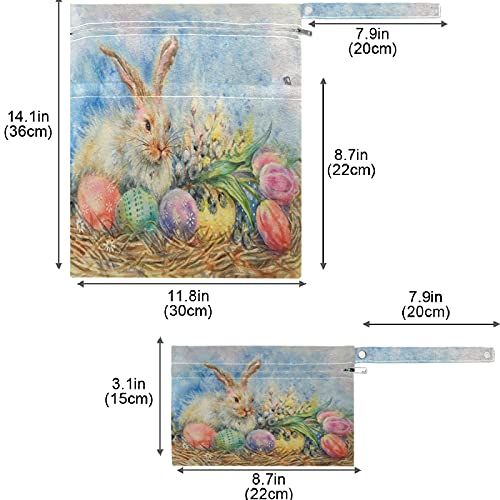 ארנב פסחא ויססוני וביצים צבעוני 2 יחידים שקית רטובה עם כיסים עם רוכסן רחיצה לשימוש חוזר ונשנה