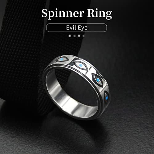 טבעת חרדה של אמורטסקי לגברים נשים, טיטניום נירוסטה טבעת עיניים רעה טבעת טבעת ספינר טבעת עיניים לטבעת