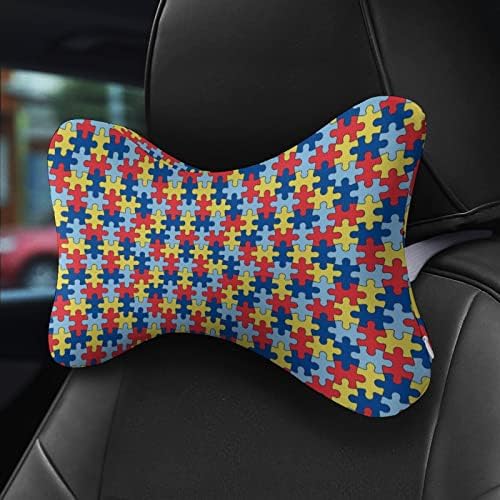 כרית צוואר מכונית של פאזל אוטיזם מכונית לנהיגה סט של 2 מושבים כרית ראש כרית ראש מנוחה תמיכה באביזרי פנים