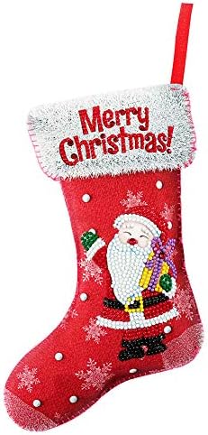 גרבי חג המולד DIY SANTA CLAUS ציור יהלומים גרביים לא ארוגים קישוטי עץ חג המולד