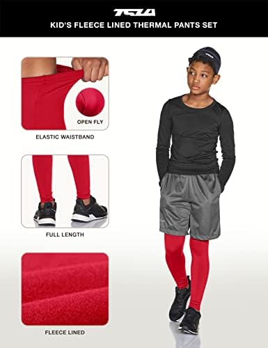 TSLA 1 או 2 חבילה מכנסי דחיסה תרמית לילדים ובנות, חותלות ספורט אתלטיות וריצה טייץ תחתונים