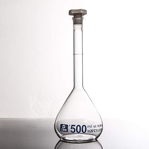 ג ' ולר כלי זכוכית מעבדה כימיה אנליטית קיבולת בקבוק 500 מיליליטר בורוסיליקט גבוה מעובה עם ראש כיסוי