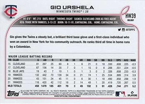 Gio Urshela 2022 Topps חג HW39 NM+ -MT+ MLB תאומים בייסבול