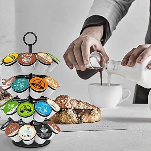 קפה תרמיל מחזיק-תואם עם כוסות, 36 תרמילי חבילת קפה תרמיל אחסון, ספינים 360-מעלות, להסרה קפה תרמיל