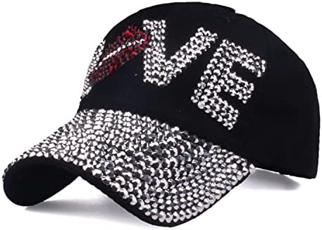 ריינסטון בייסבול כובע לגברים נשים אופנה שמש כובע מתכוונן גולגולת אהבה נוצץ בלינג היפ הופ גולף סנאפבק