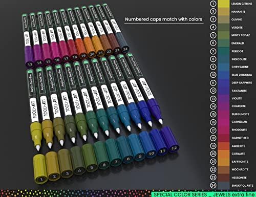 טולי - אמנות אקריליק סמני צבע עטי צבע מיוחד צבעים סט עבור רוק ציור, בד, בד, זכוכית, ספלים, עץ, קרמיקה, פלסטיק,