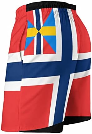 נורווגית דגל גברים בגד ים מהיר יבש לשחות מכנסיים בגד ים חוף לשחות לוח מכנסיים קצרים עם כיסים
