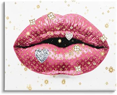 תעשיות סטופל שפתון ורוד גלאם אופנתי יהלומים בדוגמת שפתיים, עיצוב מאת מדליין בלייק