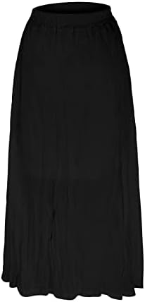 קפלים חצאיות מידי מקסי זורמות לנשים קיץ חצאית ארוכה בוהו מזדמן בצבע אחיד חצאית אונליין עם מותניים גבוהים