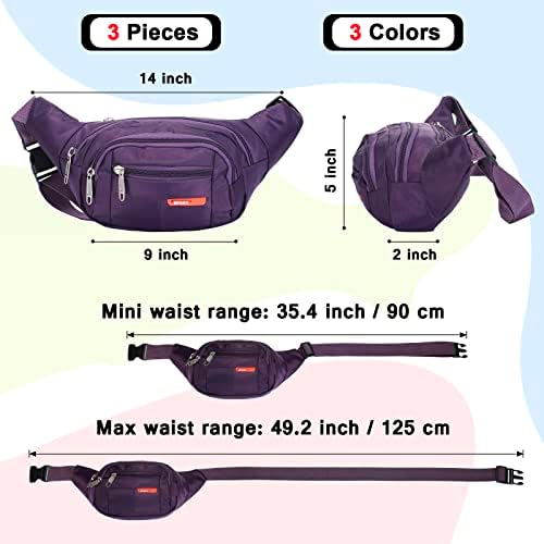 3 יחידות פאני חבילות קרוסבודי מותניים שקיות לנשים גברים קרוסבודי עמיד למים פאני חבילת חגורת תיק עבור נסיעות הליכה