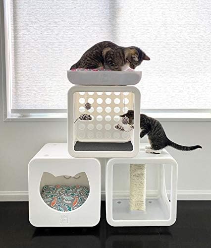 קיטי קאסאס חדש! סטנדרטי הצמד-על מודולרי חתול בית, שינה קוביית, לבן