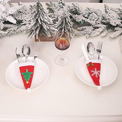 קישוטי חג המולד של Ultnice כובעי סנטה מחזיקי כלי כסף לשולחן קישוטי כלי אוכל אספקת עיצוב סעיף 6 יחידות