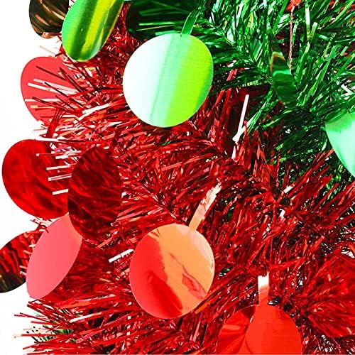 עץ חג מולד מלאכותי עם 50 אורות צבע, 5 רגל פופ -אפ עץ חג המולד של טינסל עם כדורי חג המולד קישוטים