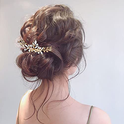 יוקאווה כלה חתונת שיער מסרק זהב ריינסטון הכלה צד קומבס קריסטל שיער אביזרי עבור נשים ובנות