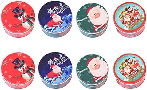 8 יחידות חג המולד סדרת פח סוכריות קופסות עגול קריקטורה מתנת אחסון טנק ביסקוויט מיכל תה עלים
