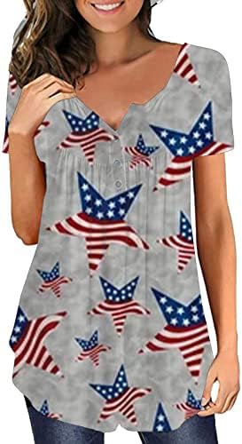 חולצות נשים קיץ עצמאות לנשים יום עצמאות הדפס אופנה מזדמנת אופנה ללא שרוולים עם כפתורים בתוספת גודל