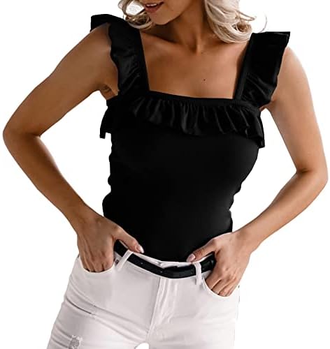 חולצות יוחאוטין לנשים עסקיות שרוול קצר מזדמן נשים טנק חמוד ללא שרוולים פרוע רצועת צוואר חולצה סולידית