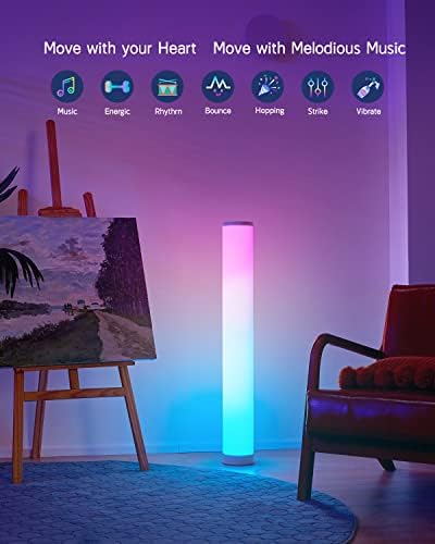 מנורת רצפה מקסון, מנורת פינה לשינוי צבע, אור חכם לד עם אפליקציית אינטרנט אלחוטי ושלט רחוק, מנורת רצפה מודרנית