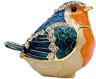 JWT ASTYLE ROBIN BIRD HING HINGING BOX עם אבנים, קופסת תכשיטים של בעלי חיים אספניים. עגילים קופסאות אחסון,
