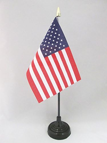 דגל AZ דגל ארצות הברית דגל שולחן 4 '' x 6 '' - ארהב - ארהב - דגל שולחן אמריקאי 15 x 10 סמ - חנית מוזהבת