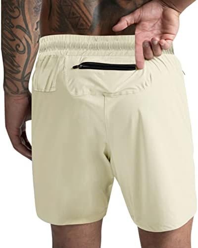 מכנסי כושר בגודל 6 אינץ 'גברים בגברים צבע אחיד צבעי מזדמן מכנסיים קצרים בספורט המותניים עם מכנסי אימון