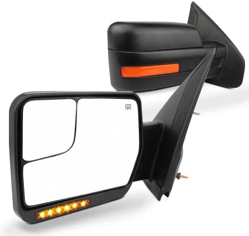 Scitoo מתאים לפורד עבור מראות גרירה F150 עם אורות שלולית מראות תצוגה אחורית שחורה מתאימות 2004-2014 עבור פורד עבור