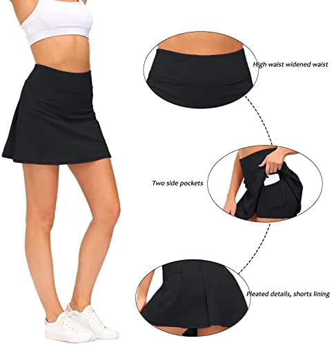 חצאית טניס טניס של Sakmlop נשים חצאית ספורט קפלים קל משקל קל משקל עם כיסים גולף סקורט תלבושת חצאית ריצה