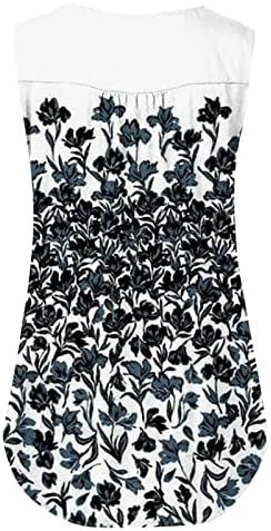 מרגינרי נשים חולצות 2023 קיץ הנלי צווארון כפתור עד חולצות זורמות ללא שרוולים טוניקת בציר פרחוני