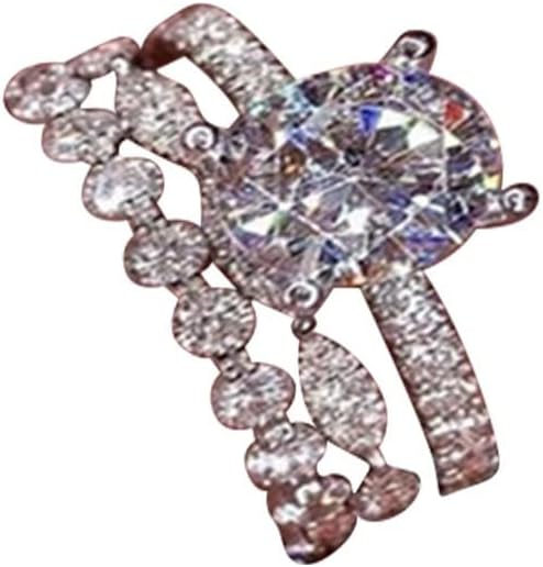 2023 חדש כסף לבן ספיר יהלומי אירוסין כלה חתונה טבעת סט טבעות לאגודלים נשים