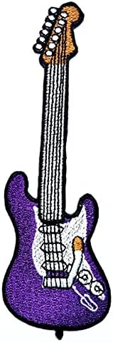 סט טלאי של אוממה של 3 גיטרה טלאי סגול גיטרה חשמלית מכשיר נגינה רוק מוסיקה רוק מצוירת ברזל על טלאים