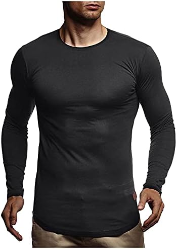 חולצות טריקו של שרוול ארוך של Beuu Mens מזדמנים רזה כושר פיתוח גוף כושר שרירים חולצות ראגלן