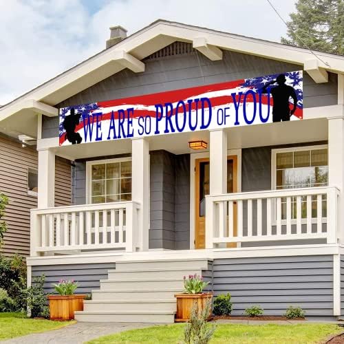 דגל אמריקאי חייל פטריוטי אנחנו כל כך גאים בכם באנר, הנושא הפטריוטי