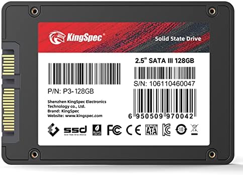Kingspec 128GB 2.5 SATA SSD, SATA III 6GB/S כונן מצב מוצק פנימי-פלאש NAND 3D, עבור שולחן עבודה/מחשב נייד/All-in-One