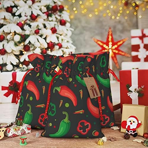 Augenstern Drawstrings מתנת חג המולד שקיות טבעוני-פלפלים-אדום-ירוק-צ ' ילי מתנות גלישת חג המולד שקיות מתנת
