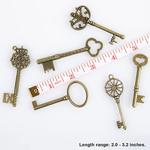 סט מפתחות שלד וינטג ' צ 'ואנגצ' י, מפתחות סטימפאנק פיליגרן, תליוני קסמי מפתחות ברונזה עתיקים,