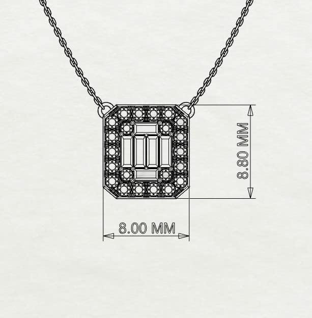 שרשרת בגט יהלום טבעי ומוסמך ושרשרת יהלומים עגולה בזהב לבן 14 קראט / תליון 0.19 קראט עם שרשרת