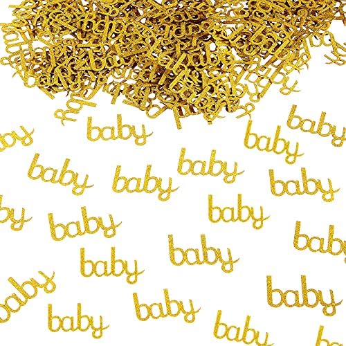 200 חתיכות זהב תינוק קונפטי זהב סוכל תינוק מקלחת שולחן פיזור קונפטי, כפול-צד גליטר תינוק נייר קונפטי