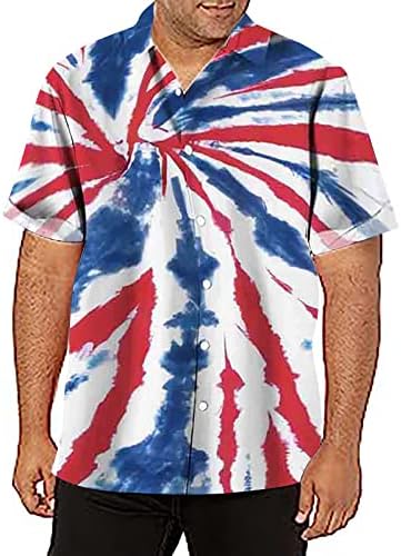 חולצות טריקו לקיץ לגברים גברים קיץ יום עצמאות מזדמן יום דגל אמריקאי חולצת הדפס