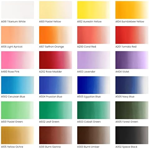 צבע ארטזה אקרילי צבע גואש, סט צבע אקרילי של 24 צבעים בסיסיים בצבע בדים לציור, חבילה של 14, 12 x 16 אינץ ',