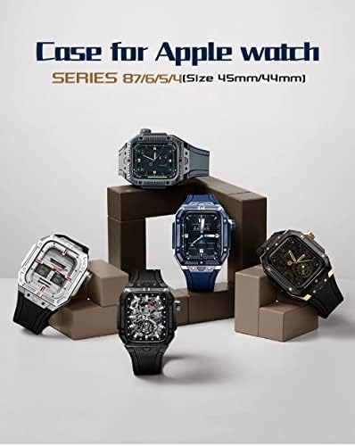 מארז קרמיקה של Kavju ללהקת Apple Watch 45 ממ לוח מתכת לסדרה IWatch 8 7 6 5 SE 44 ממ Fluororubber